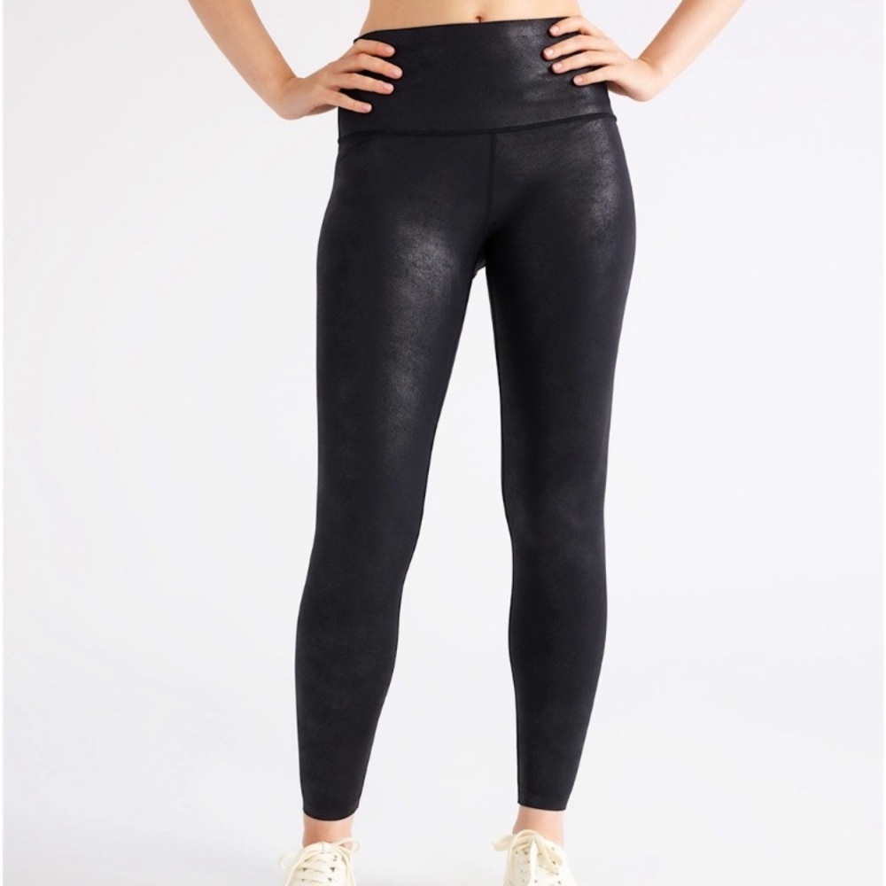 Knix Womens High Waisted Contour Leggings Black Shimmer Medium Edgy Athleisure